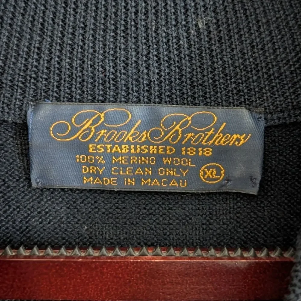 Brooks Brothers 100% Merino Wool Mock Neck Sweater Navy XL